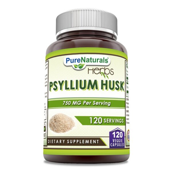 Version 1.0.0 Botella Pure Naturals cápsulas de cáscara de psyllium 120 unidades