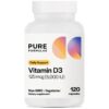 Botella PureFormulas Vitamina D3 5000 UI 120 cápsulas vegetarianas