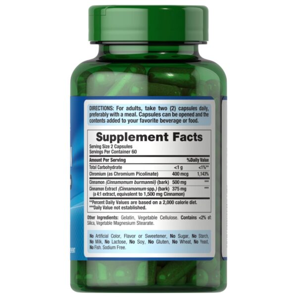 Version 1.0.0 Botella Puritan's Pride suplemento canela y cromo para metabolismo