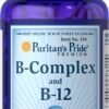 Botella Puritan's Pride vitaminas B-Complex y B-12 180 tabletas