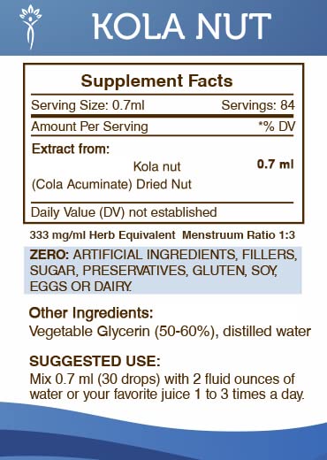 Botella Secrets of the Tribe tintura pura nuez de kola extracto herbal
