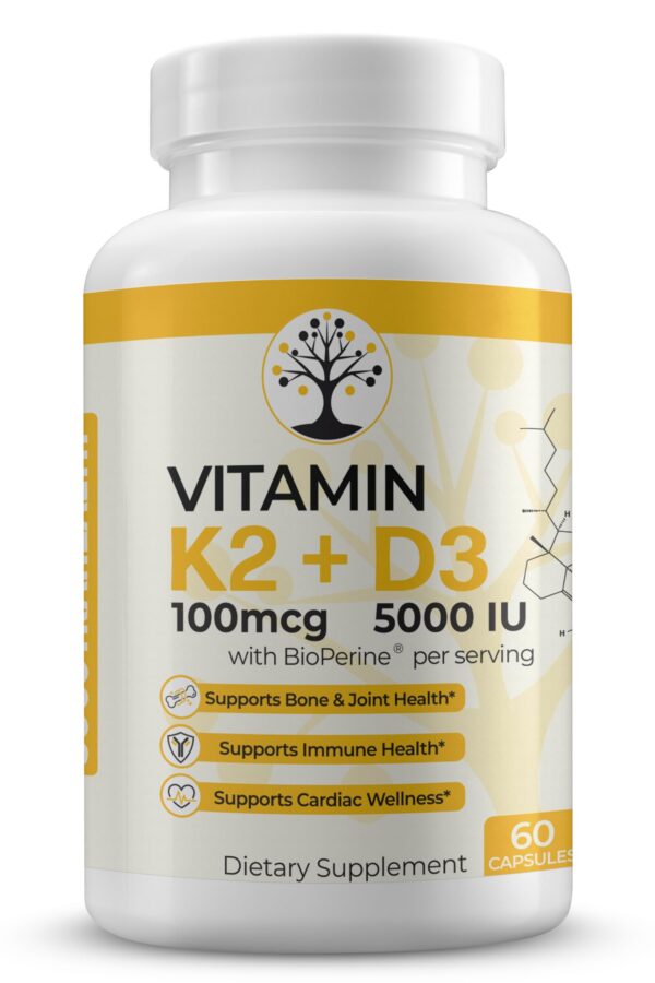 Botella Socotra Health cápsulas vitamina d3 k2 5000 iu