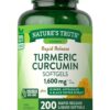 Botella de softgels cúrcuma curcumina Nature's Truth 200 unidades