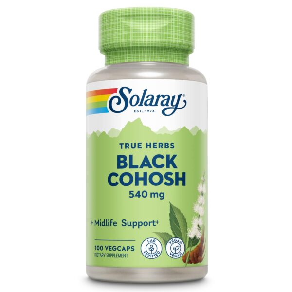 Botella SOLARAY Cohosh Negro 540 mg 100 cápsulas vegetales