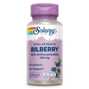 Botella Solaray extracto de arándano 160 mg 30 cápsulas