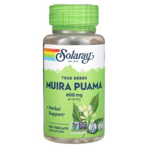 Botella SOLARAY Muira Puama 300 mg 100 cápsulas