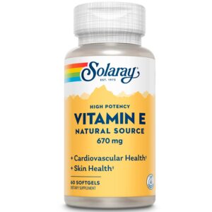 botella solaray vitamina e 1000 iu 60 cápsulas blandas