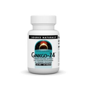 Botella Source Naturals Ginkgo-24 extracto 120 mg 60 tabletas