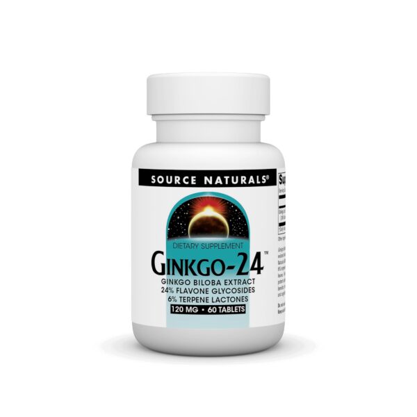 Botella Source Naturals Ginkgo-24 extracto 120 mg 60 tabletas