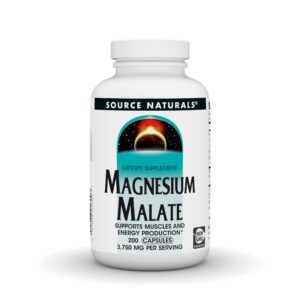 Botella Source Naturals Malato de Magnesio 3750mg 200 cápsulas