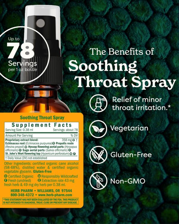 Botella spray Herb Pharm fórmula herbal con ingredientes naturales