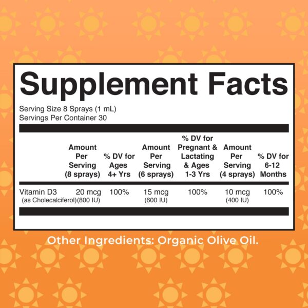 Botella spray vitamina d3 maryruth organics sin azúcar y sin gluten