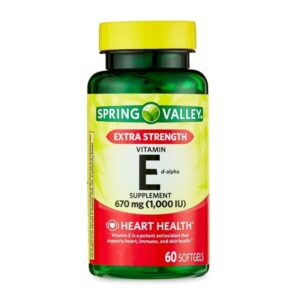 Botella Spring Valley Vitamina E Extra Fuerza 1000 UI 60 cápsulas