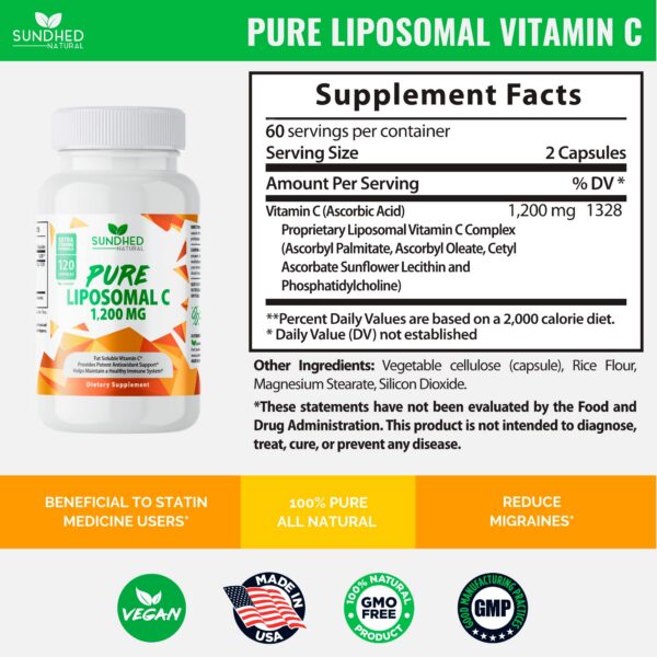 Version 1.0.0 Botella Sundhed Natural vitamina C liposomal suplemento antioxidante
