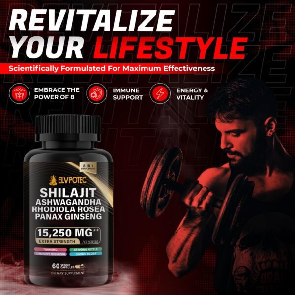 Botella suplementaria Elvpotec Shilajit 9000mg Himalaya