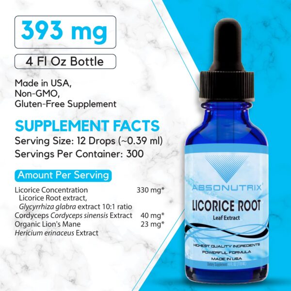 Botella suplemento Absonutrix raíz regaliz 330mg 4oz