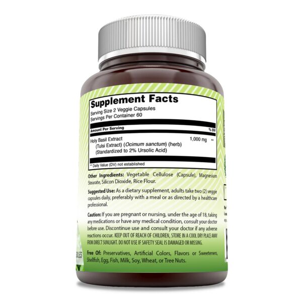 Botella suplemento albahaca sagrada Amazing India 120 cápsulas