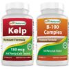 Botella de suplemento alga kelp y complejo b-100 Best Naturals