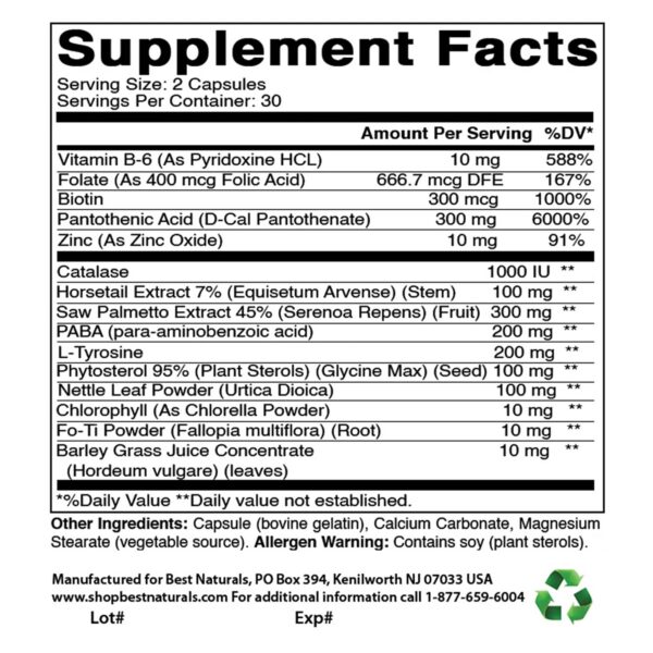 Version 1.0.0 Botella suplemento anti canas 60 cápsulas calidad USA