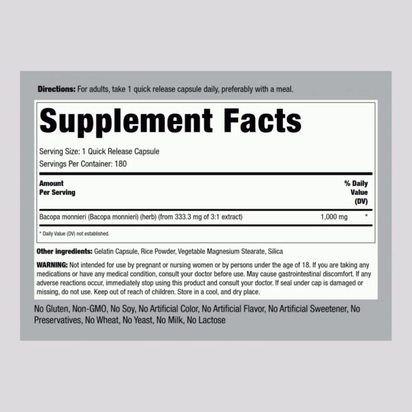 Version 1.0.0 botella suplemento bacopa monnieri pipping rock vista lateral