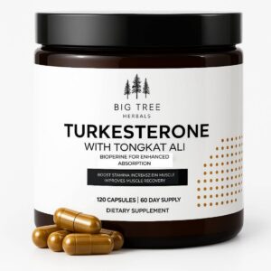Botella suplemento BIG TREE HERBALS Turkesterone Tongkat Ali 120 cápsulas