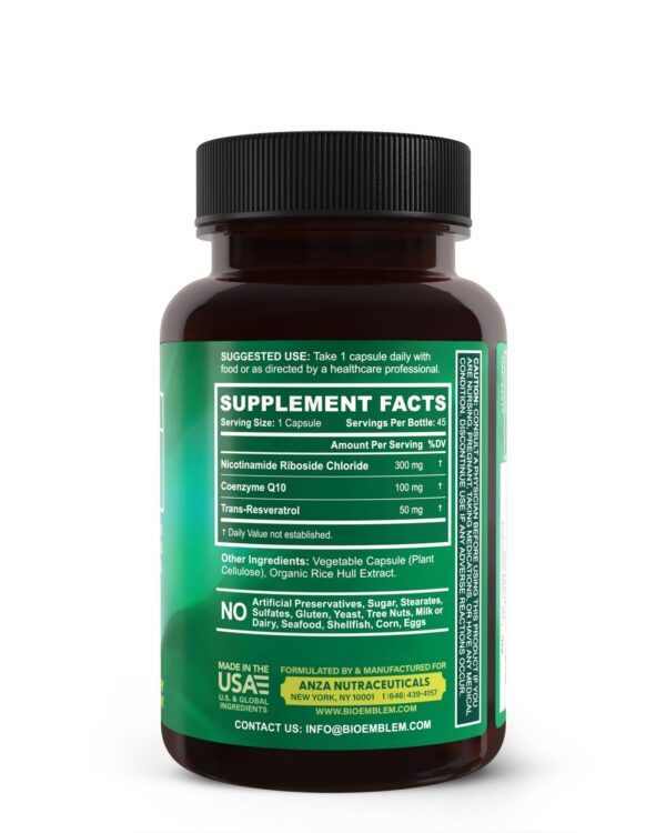 Version 1.0.0 Botella suplemento BioEmblem NAD+ 45 cápsulas