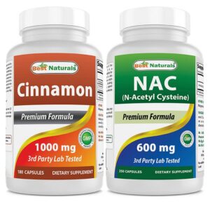 Botella suplemento Canela 1000 mg y NAC 600 mg Best Naturals