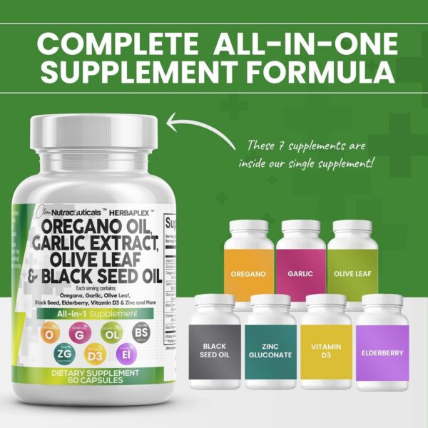 Botella suplemento Clean Nutraceuticals hoja de olivo y ajo