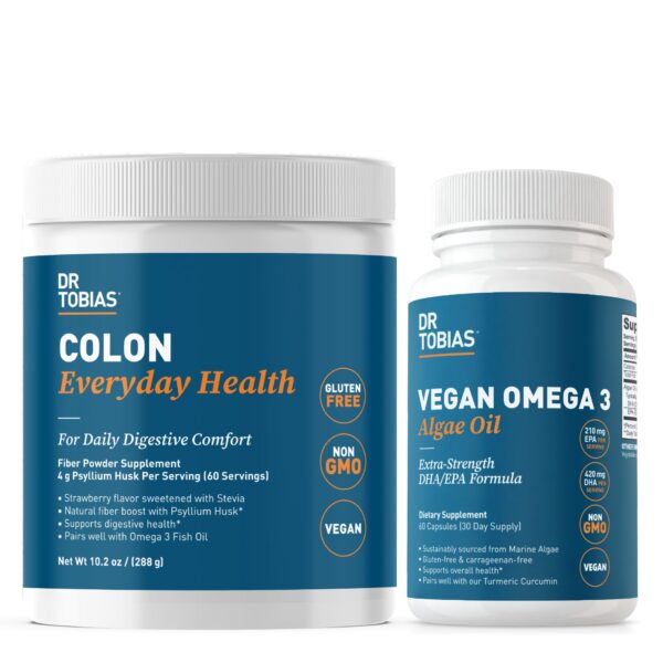 Botella suplemento Dr. Tobias Omega 3 algas y psyllium