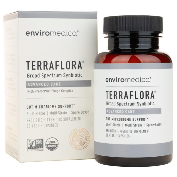 Botella suplemento Enviromedica Terraflora Advanced Care 60 cápsulas