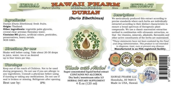 Botella de suplemento herbal de durian sin alcohol