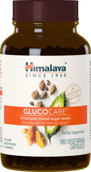 Botella suplemento Himalaya GlucoCare 180 cápsulas