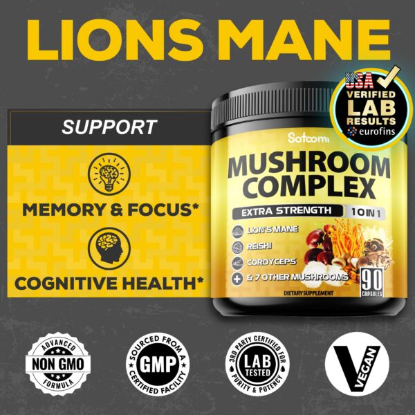 Version 1.0.0 Botella de suplemento de hongos Satoomi 90 cápsulas