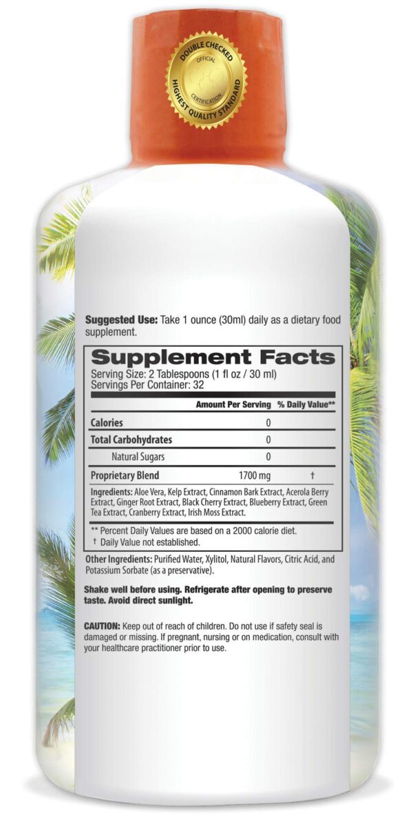 Botella de suplemento líquido con extractos antioxidantes