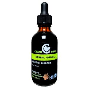 Botella de suplemento líquido herbal Cedar Bear para limpieza intestinal