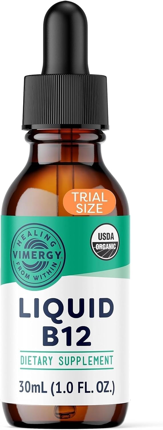 Botella de suplemento líquido Vimergy B12 para energía y cerebro