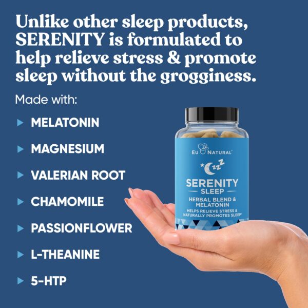 Botella suplemento natural para dormir y reducir estrés Serenity