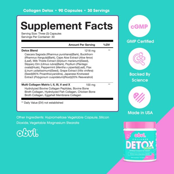 Botella suplemento Obvi Detox para salud digestiva