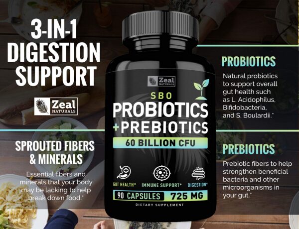 Botella suplemento probiótico con saccharomyces boulardii y bifidobacterium