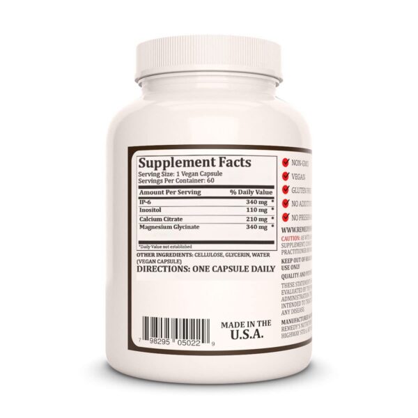 Botella suplemento Remedy's Nutrition IP6 60 cápsulas veganas