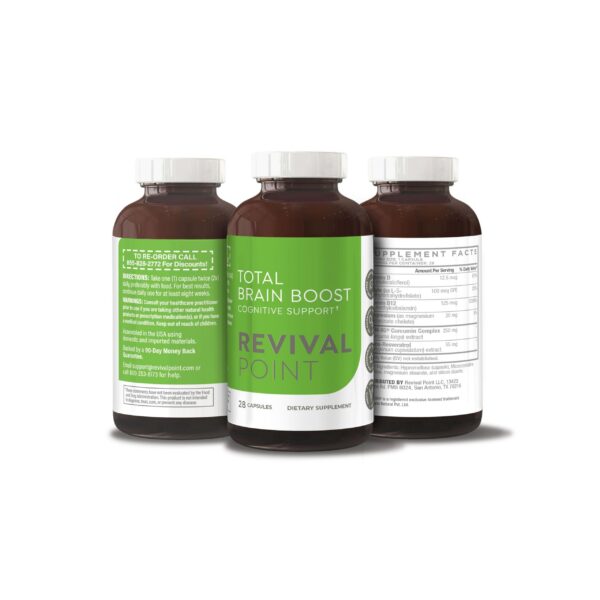 Botella de suplemento Revival Point para enfoque mental y energía