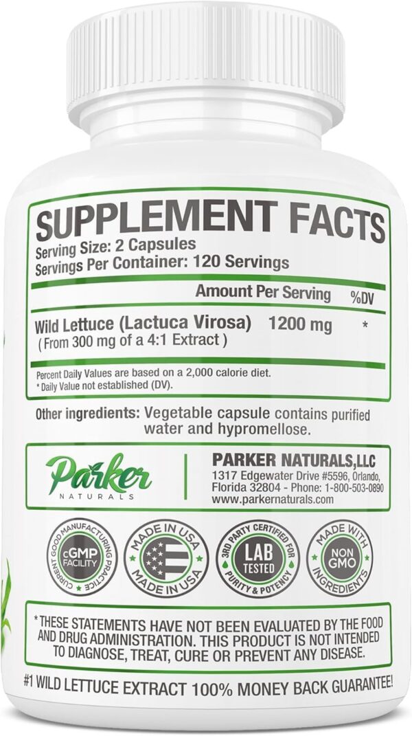 Version 1.0.0 Botella suplemento sueño Parker Naturals lechuga silvestre 240 ud