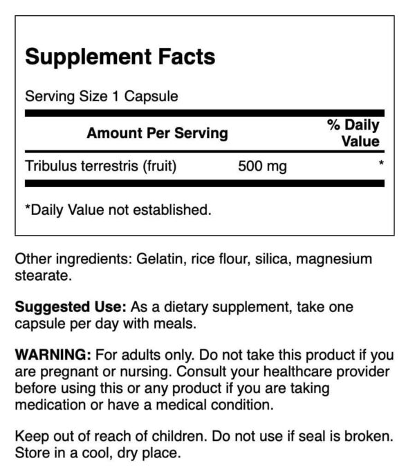 Botella de suplemento Swanson Tribulus Fruit para virilidad