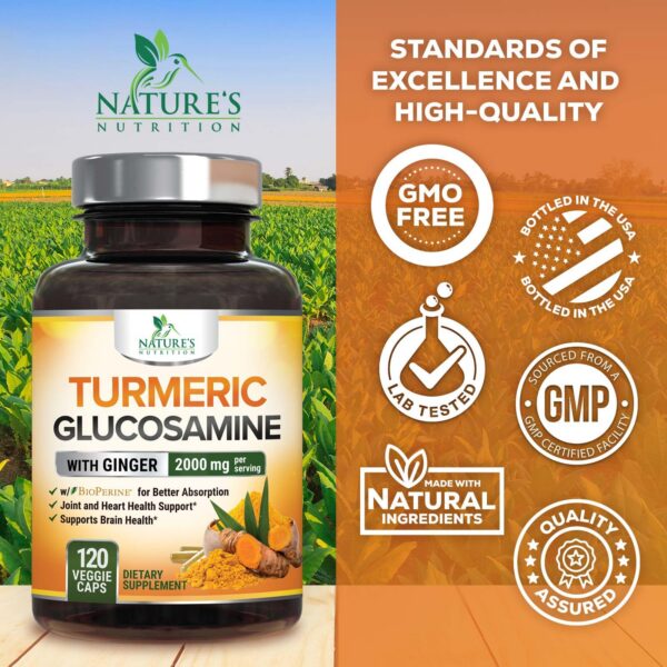 Botella de suplemento T3 cúrcuma jengibre y glucosamina