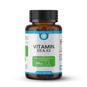 Botella suplemento Truemed vitamina D3 y K2 cápsulas vegetarianas