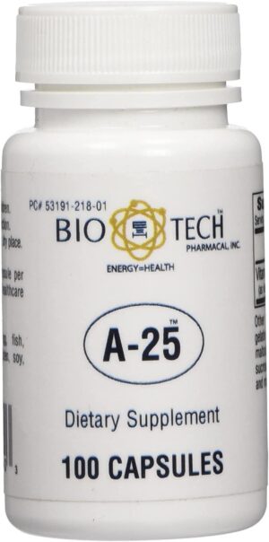 Botella suplemento vitamina A palmitato A-25 Bio-Tech Pharmacal