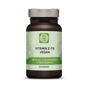 Version 1.0.0 Botella de suplemento vegano de vitamina E Kala Health con cápsulas