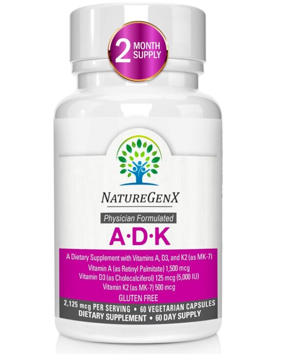 botella suplemento vitaminas adk naturegenx 60 cápsulas