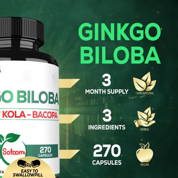 Botella de Suplementos de Ginkgo Biloba 270 cápsulas