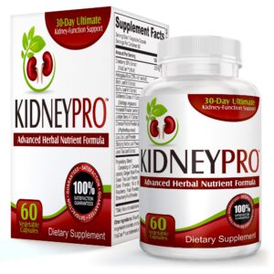 Botella de suplementos Kidney-Pro para salud renal con 60 cápsulas